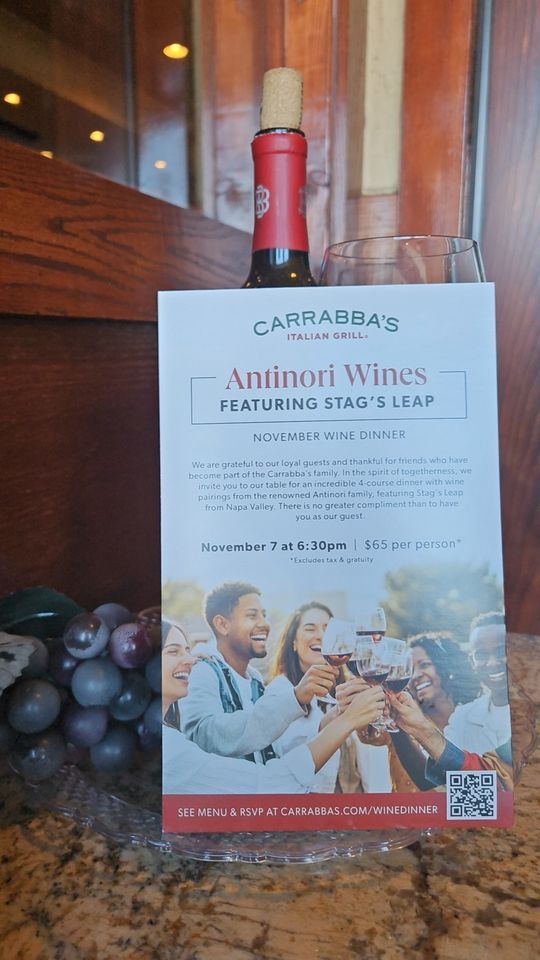 November wine dinner, Carrabbas Italian Grill Ellicott City Maryland