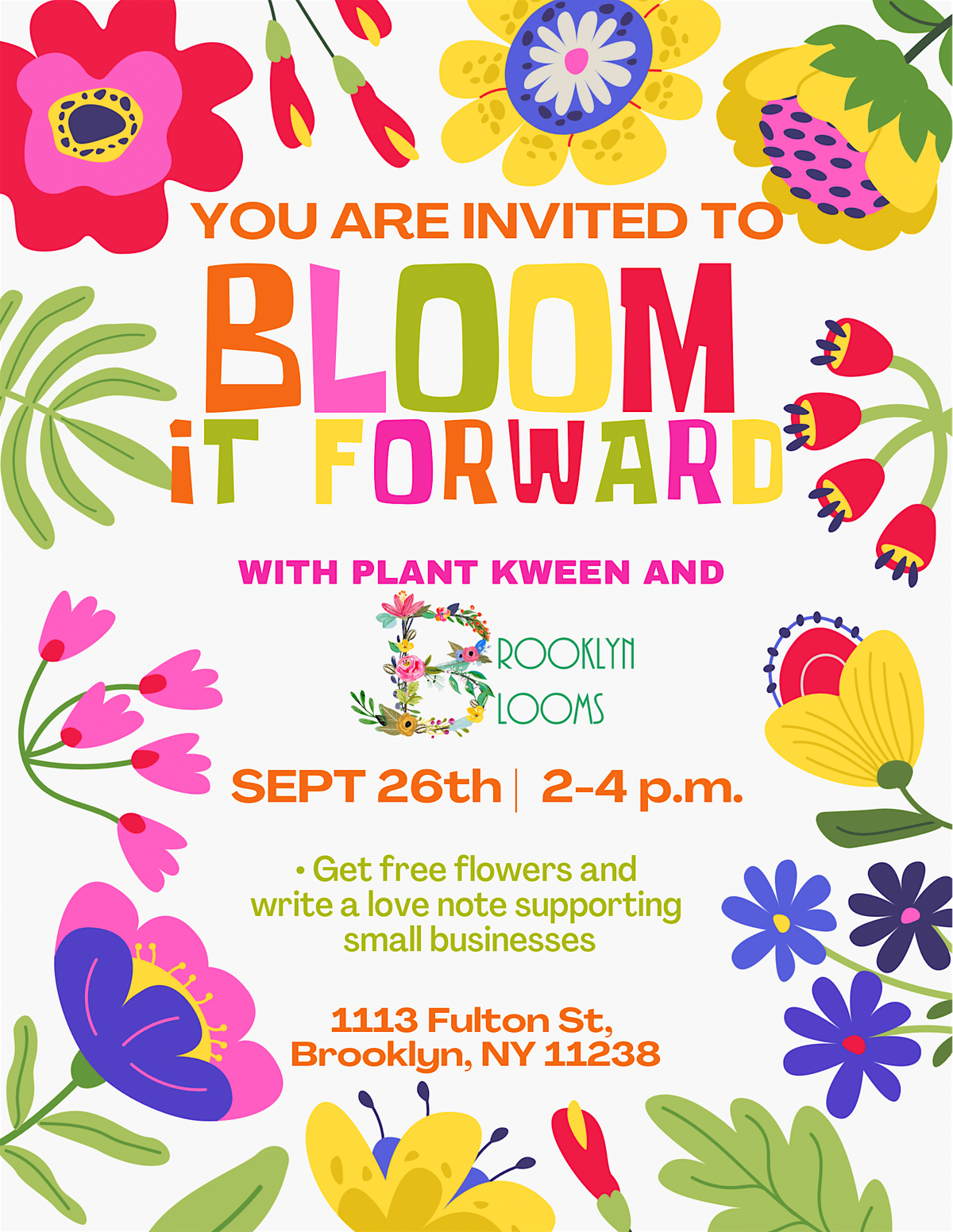 Bloom it Forward, 26 September | Event in Brooklyn | AllEvents