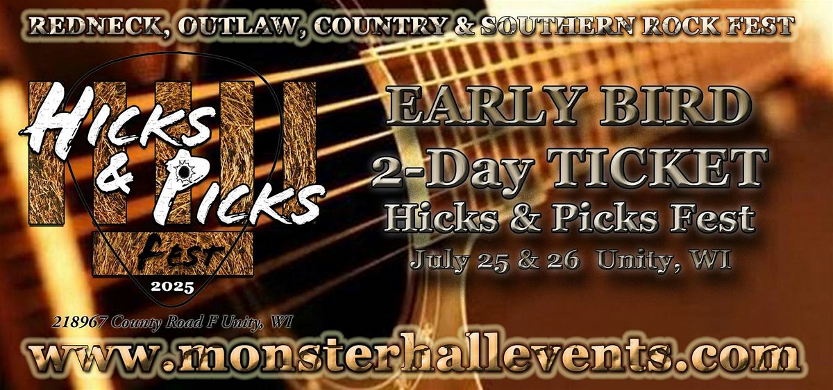 2-Day Hicks & Picks Fest Ticket July 25 & 26, 2025!   Early Bird Price! | Event in Unity | AllEvents
