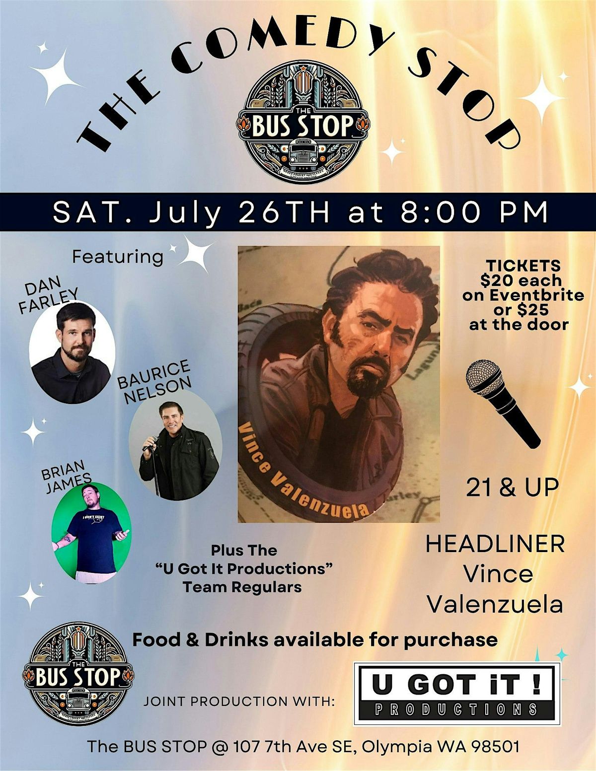 Comedy Stop's July show / Vince Valenzuela / U Got it Productions, 26 July | Event in Olympia | AllEvents