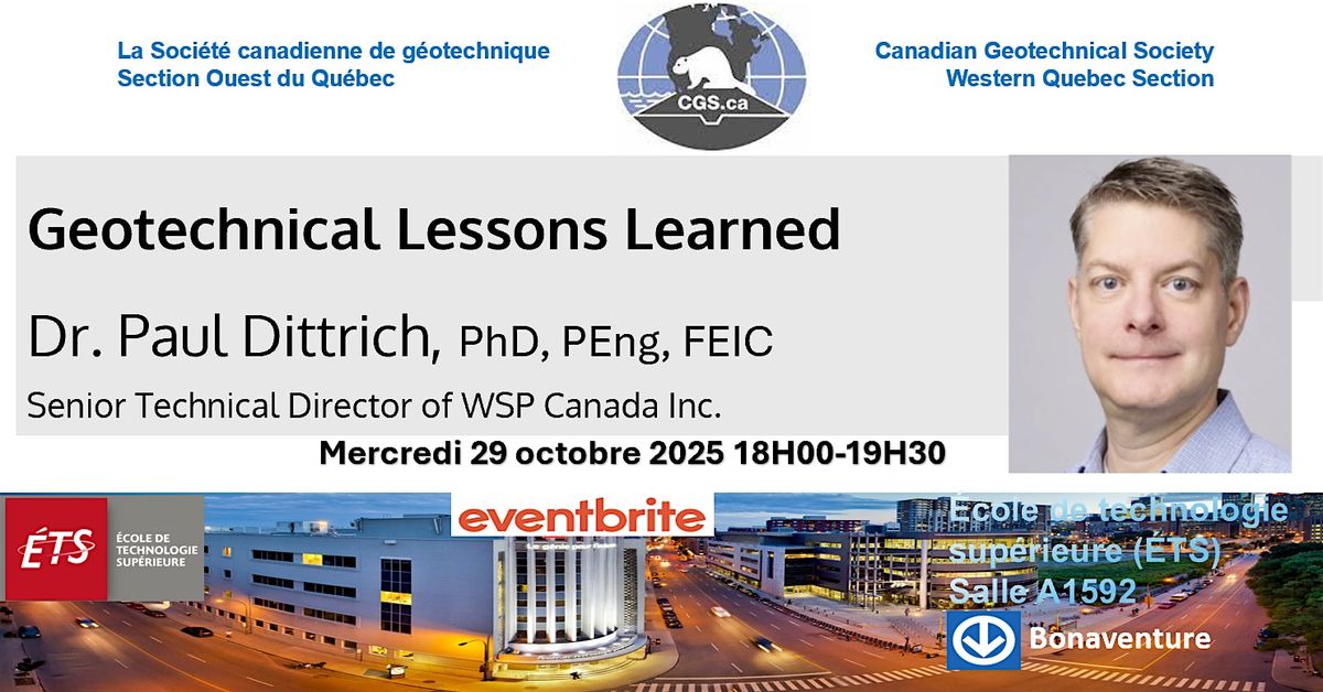 Geotechnical Lessons Learned, 29 October | Event in Montréal | AllEvents