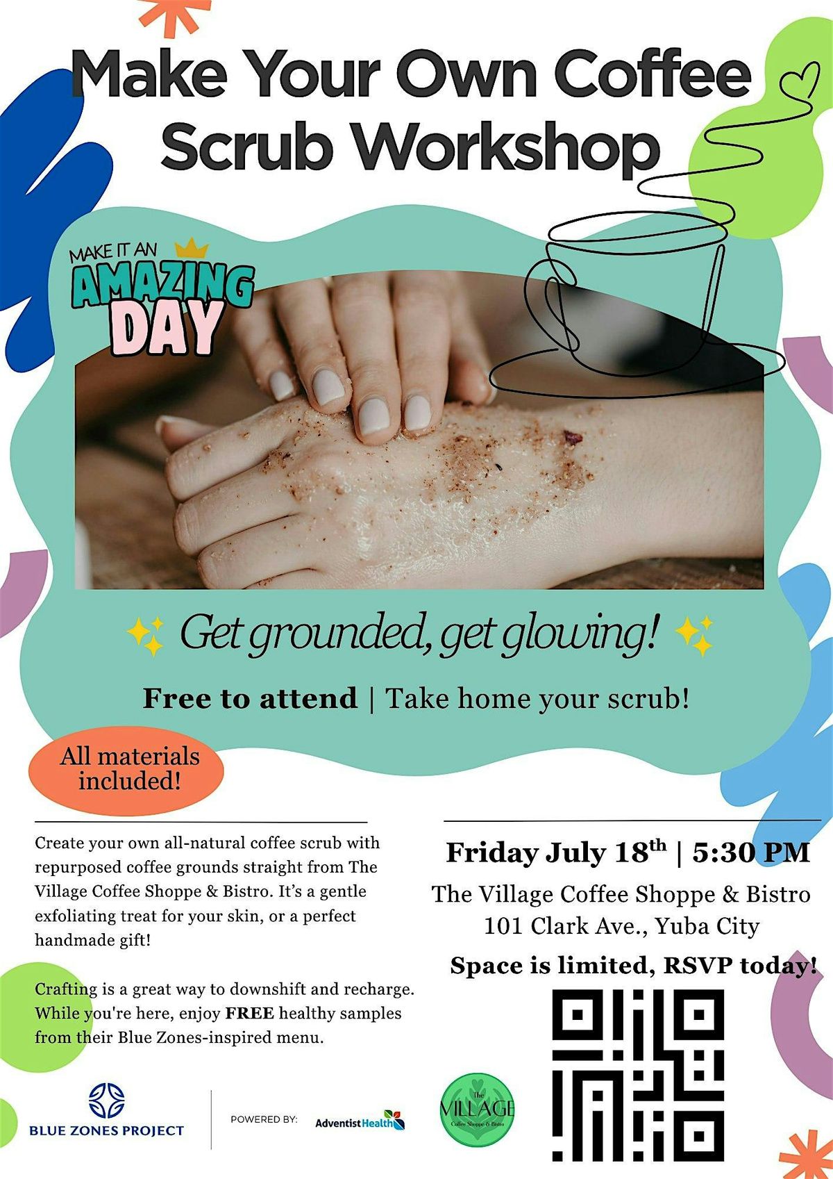 DIY Coffee Scrub Workshop at The Village w/ BZP Yuba Sutter, 18 July | Event in Yuba City | AllEvents