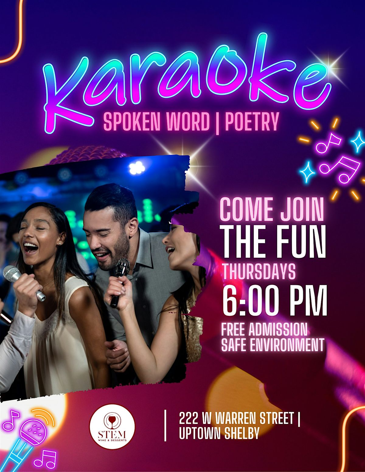 Karaoke | Poetry | Spoken Word Night @ STEM, 28 August | Event in Shelby | AllEvents