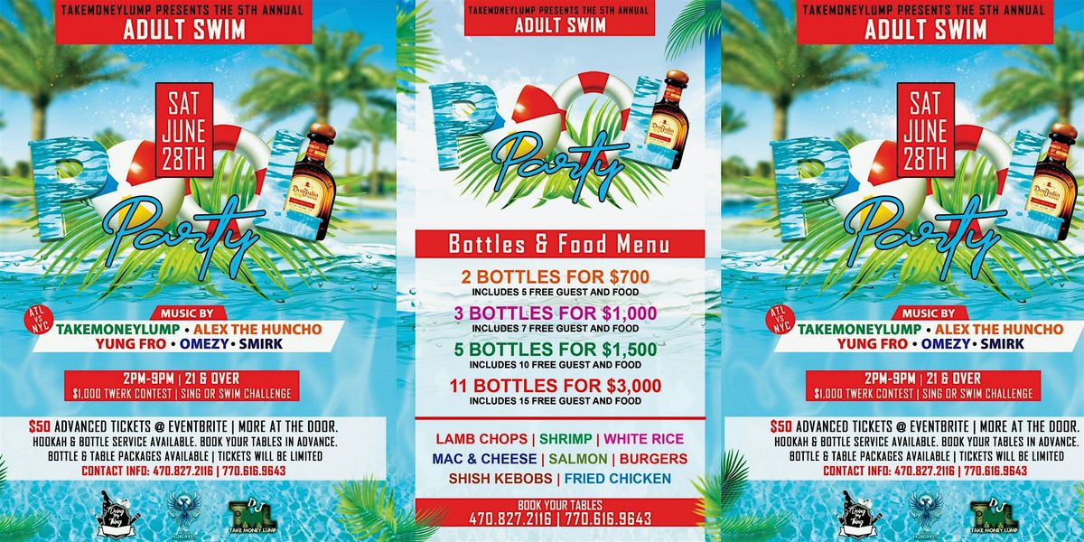 TAKEMONEYLUMP 5TH  ANNUAL POOL PARTY [ ADULT SWIM ] ATL VS NYC, 28 June | Event in Fairburn | AllEvents