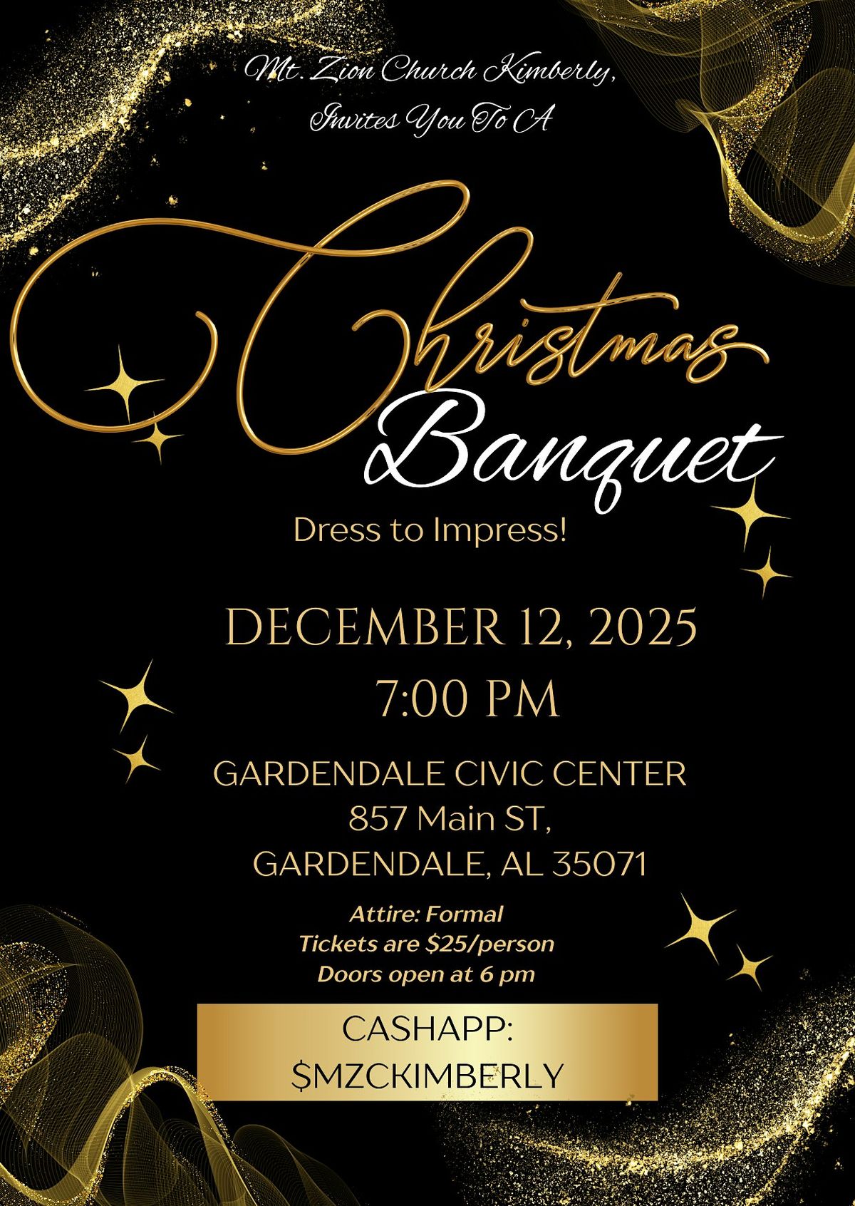 Mt. Zion Church Kimberly Christmas Banquet, 12 December | Event in Gardendale | AllEvents