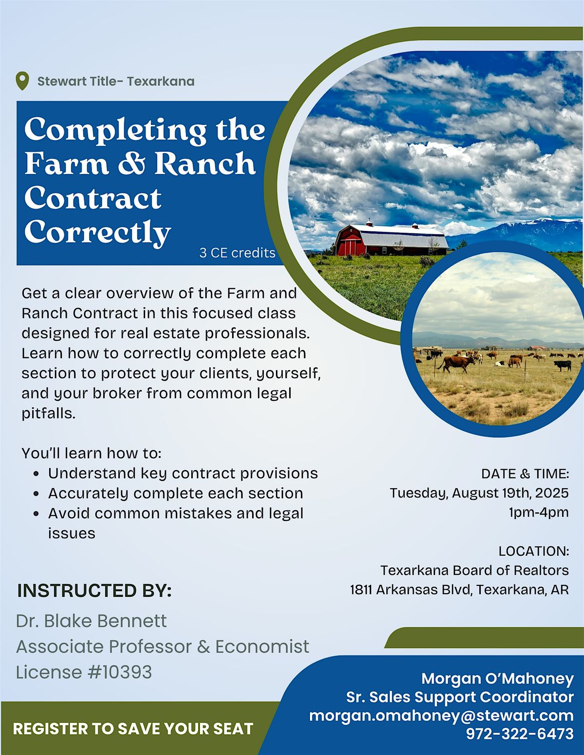 CE Class: Completing the Farm & Ranch Contract Correctly, 19 August | Event in Texarkana | AllEvents