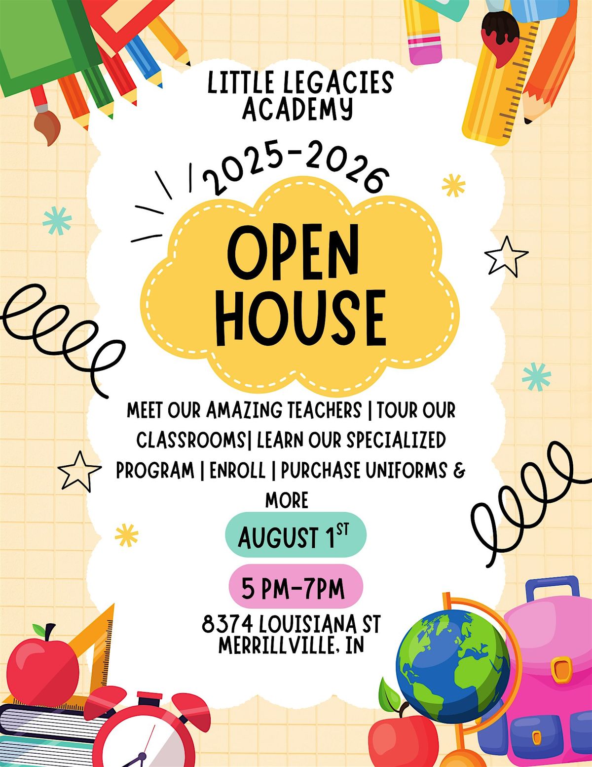 Little Legacies Academy Open House, 1 August | Event in Merrillville | AllEvents
