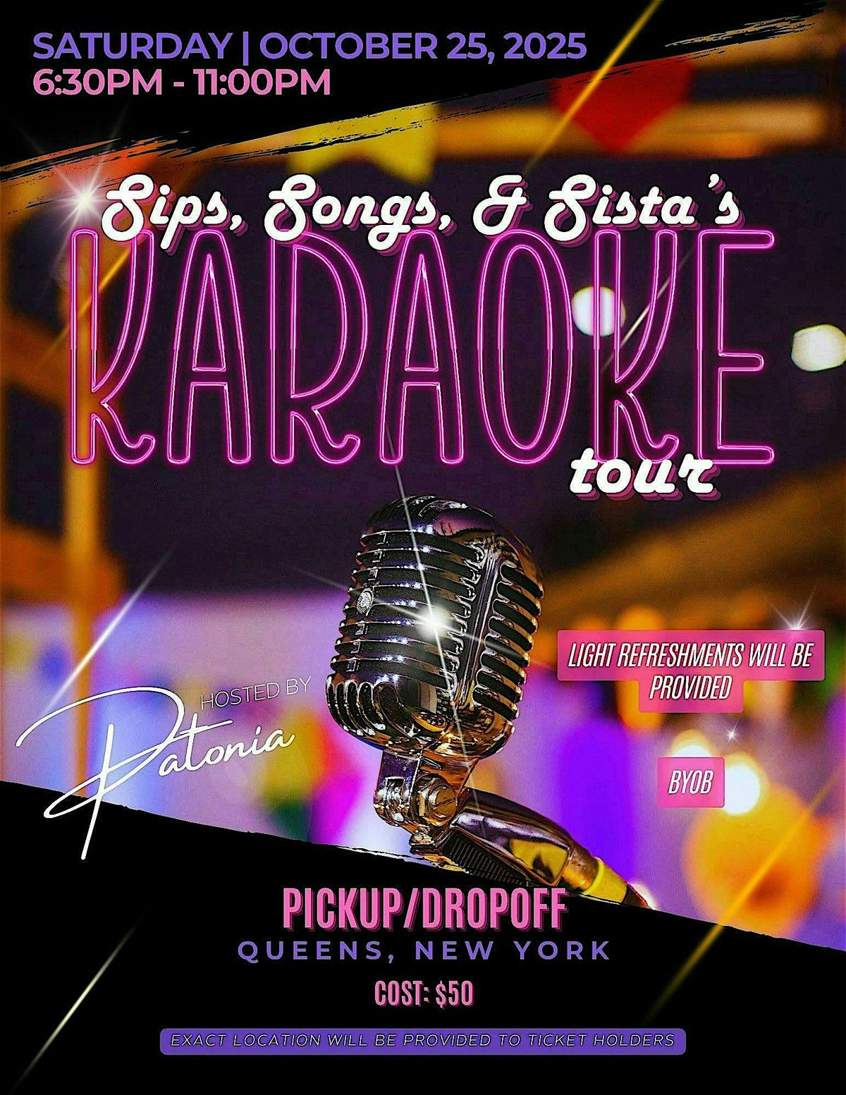 Sips, Songs, & Sistas Karaoke Tour, 25 October | Event in Valley Stream | AllEvents