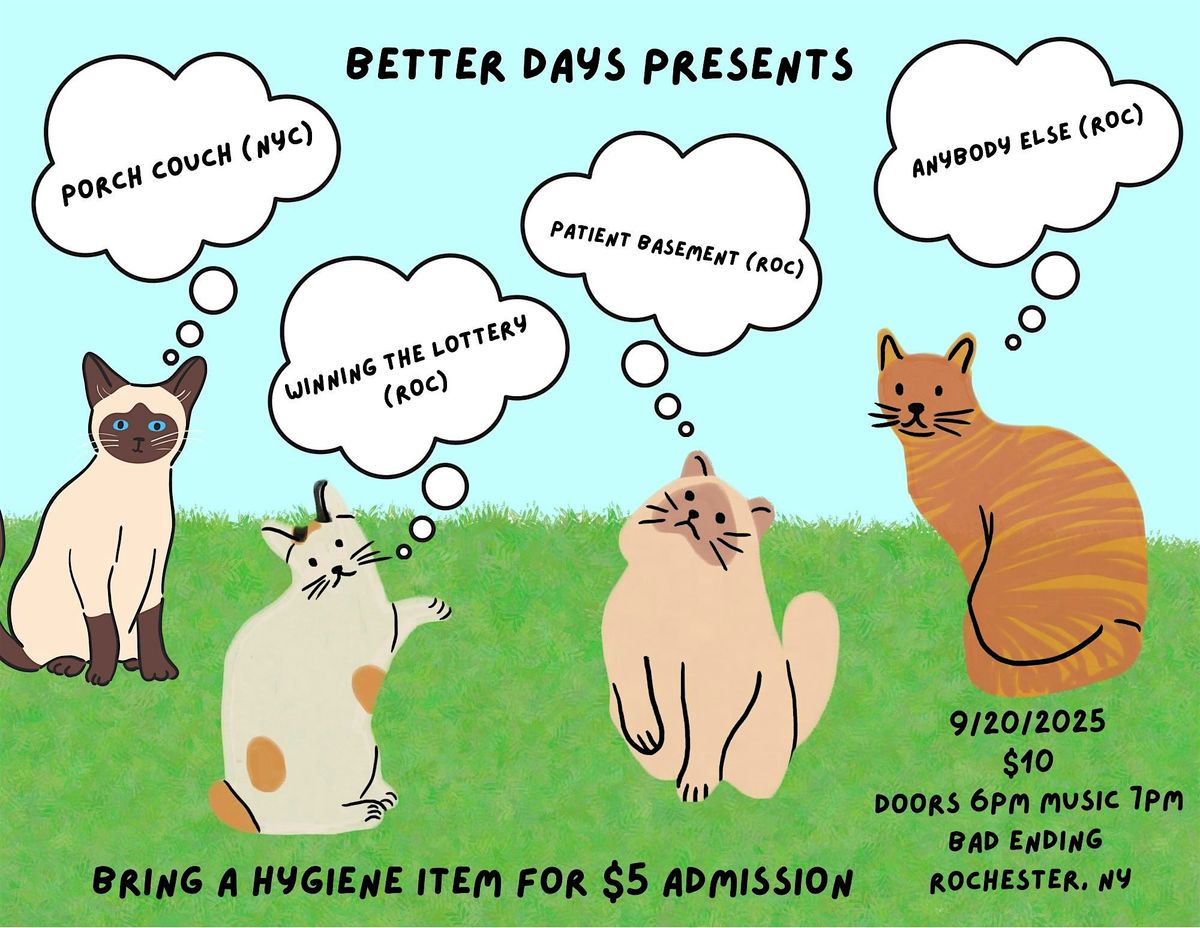 Porch Couch, Winning The Lottery, Patient Basement & Anybody Else, 20 September | Event in Rochester | AllEvents