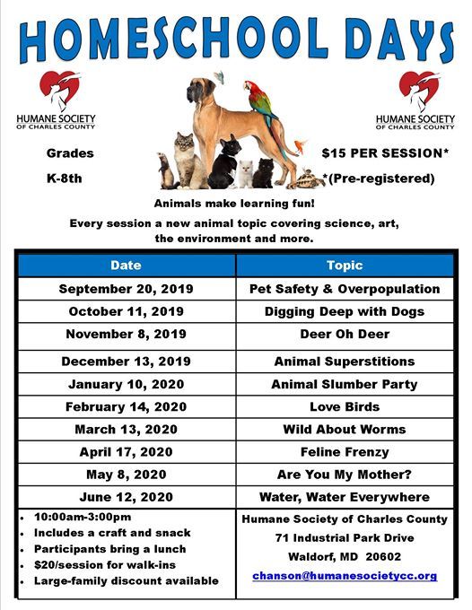 Home School Days At The Humane Society Of Charles County