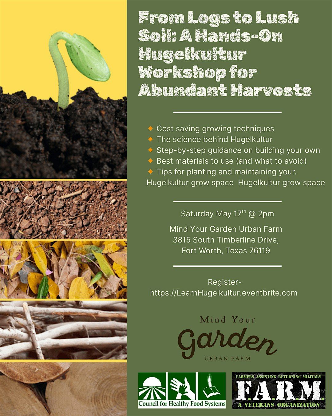 From Logs to Lush Soil: Hands-On Hugelkultur Workshop for Abundant Harvest, 18 May | Event in Fort Worth | AllEvents