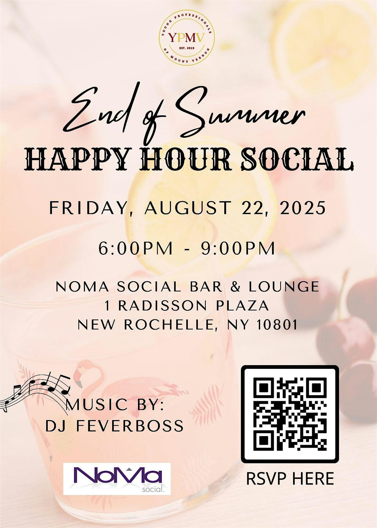 End of Summer Happy Hour Social at Noma Social, 22 August | Event in New Rochelle | AllEvents