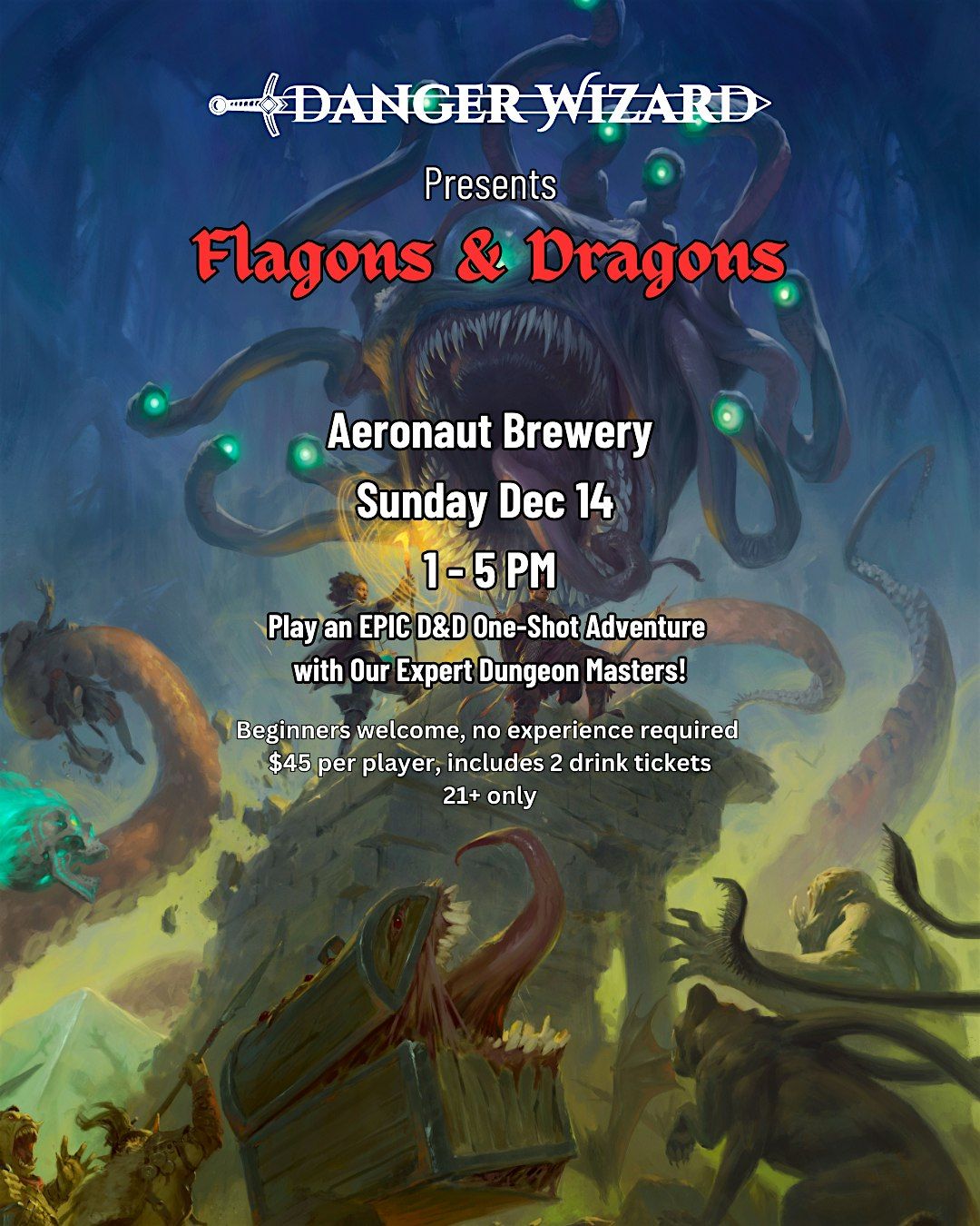 Dec Flagons & Dragons D&D One-Shot @ Aeronaut Brewery, 14 December | Event in Somerville | AllEvents