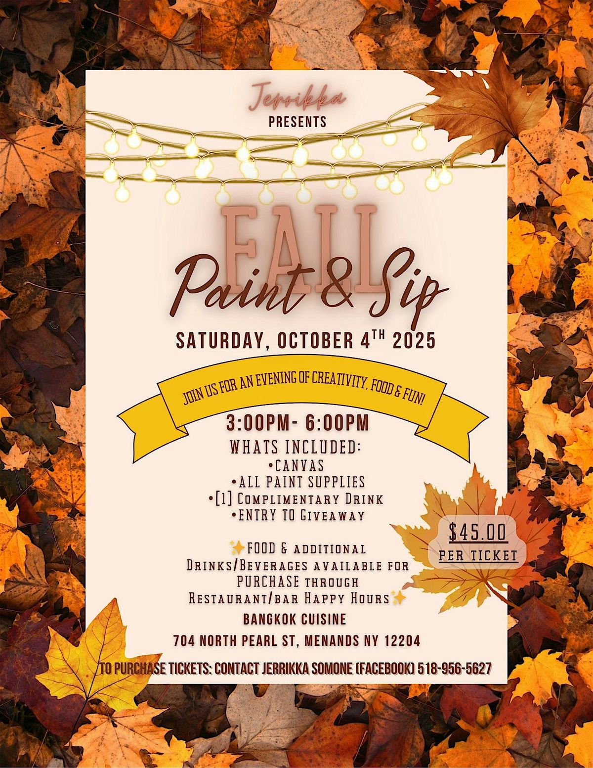 Paint N Sip Fall Edition, 4 October | Event in Menands | AllEvents
