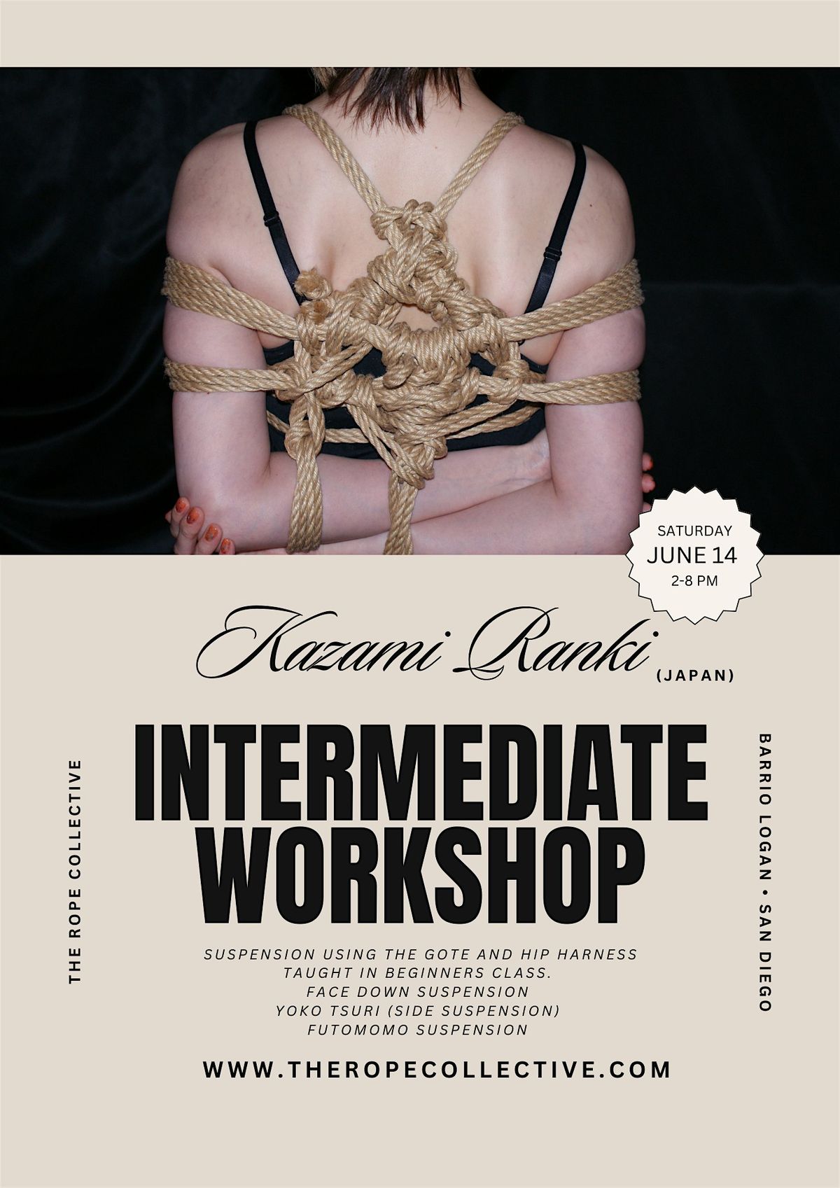 The Rope Collective presents: Intermediate Workshop with Kazami Ranki, 14 June | Event in San Diego | AllEvents
