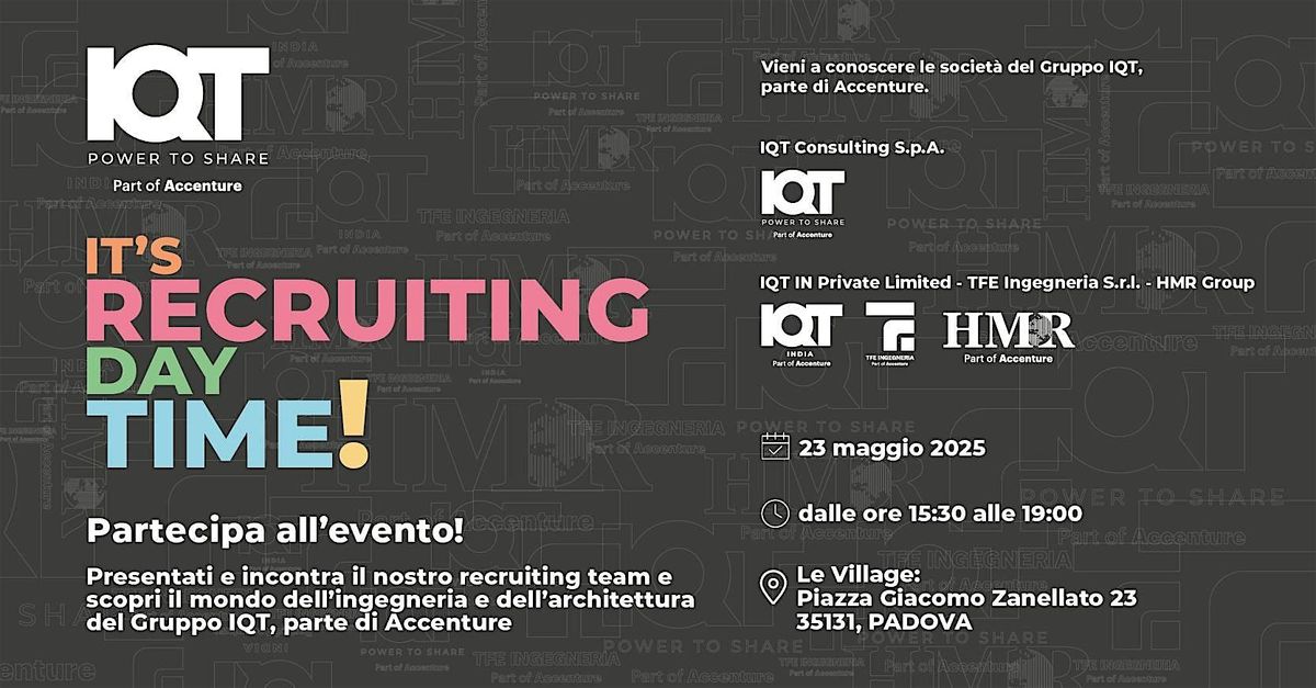 It's Recruiting Day Time!, 23 May | Event in Padova | AllEvents