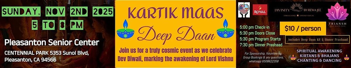 KARTIK MAAS DEEP DAAN - Includes Dinner Prashaad & Deep Daan Kit, 2 November | Event in Pleasanton | AllEvents