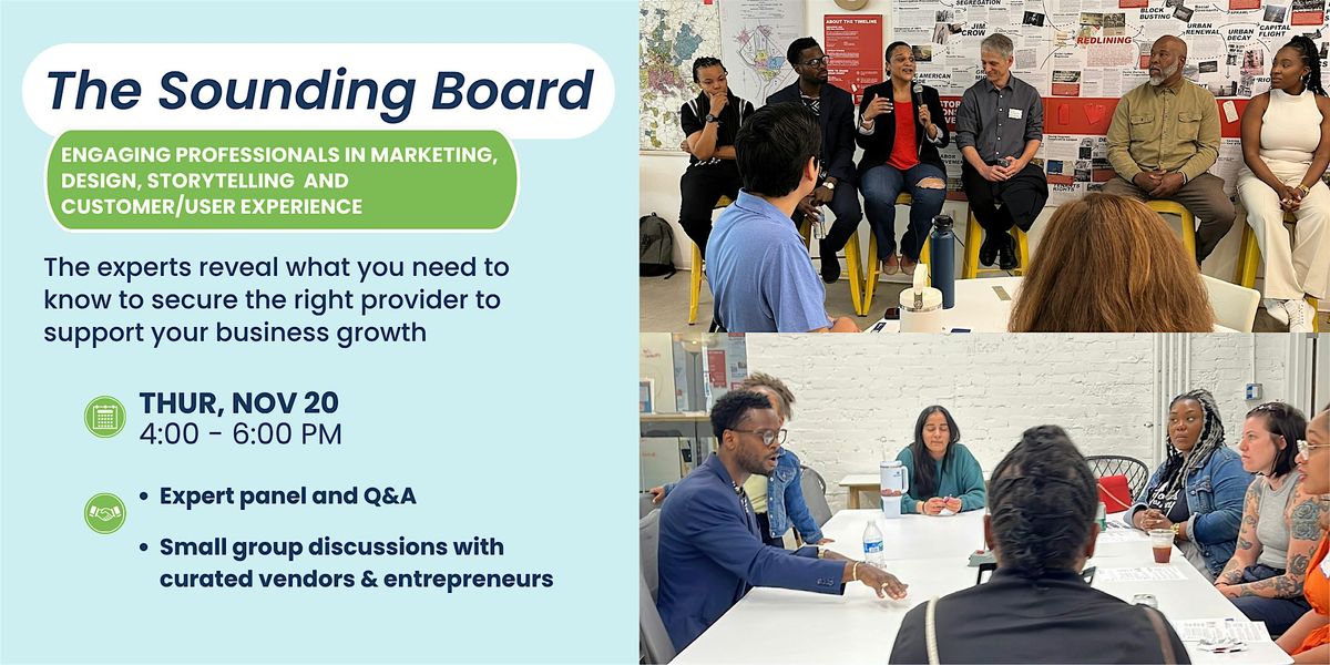The Sounding Board: Marketing, Design, Customer/UX & Storytelling experts, 20 November | Event in Baltimore