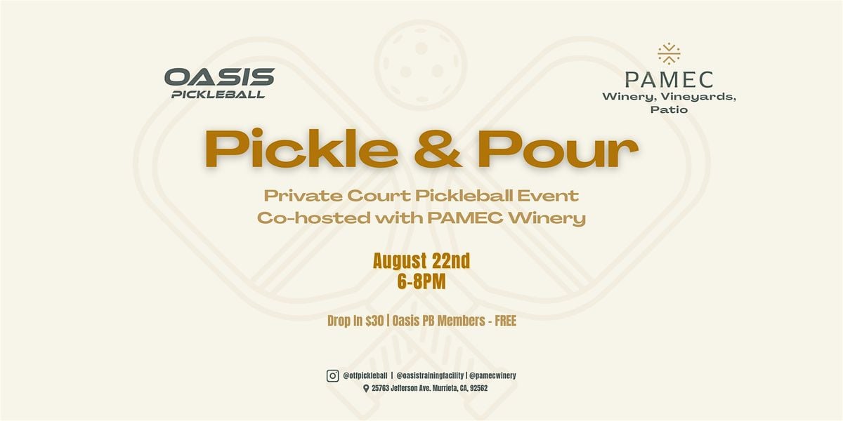 Pickle & Pour - Pickleball Event and Wine, 22 August | Event in Murrieta | AllEvents