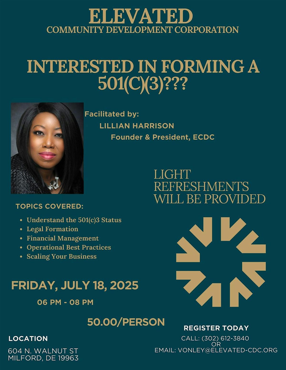 Elevated Community Development Corporation 501(c)(3) Workshop, 18 July | Event in Milford | AllEvents