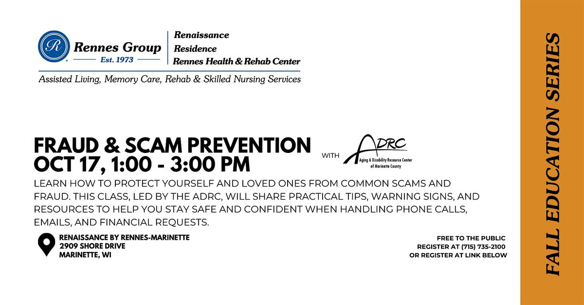 FRAUD & SCAM PREVENTION with ADRC, 17 October | Event in Marinette | AllEvents