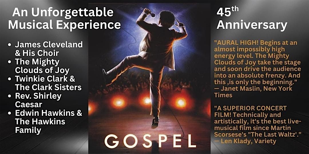 45th Anniversary Screening of Gospel + Q&A w/ Joel Moss & Director F.Ritzenberg, 7 September | AllEvents
