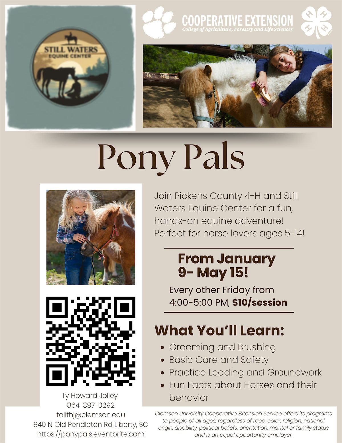 Pickens County 4-H Pony Pals Spring 2026, 9 January | Event in Liberty | AllEvents