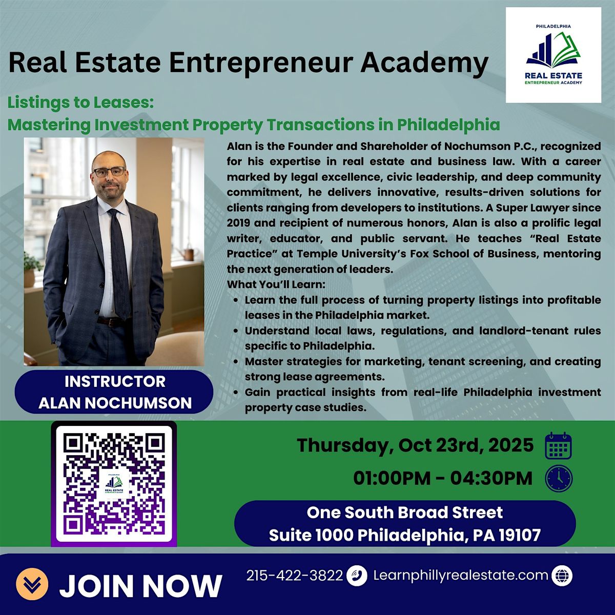 Listings to Leases: Mastering Investment Property Transactions in Phila, 23 October | Event in Philadelphia