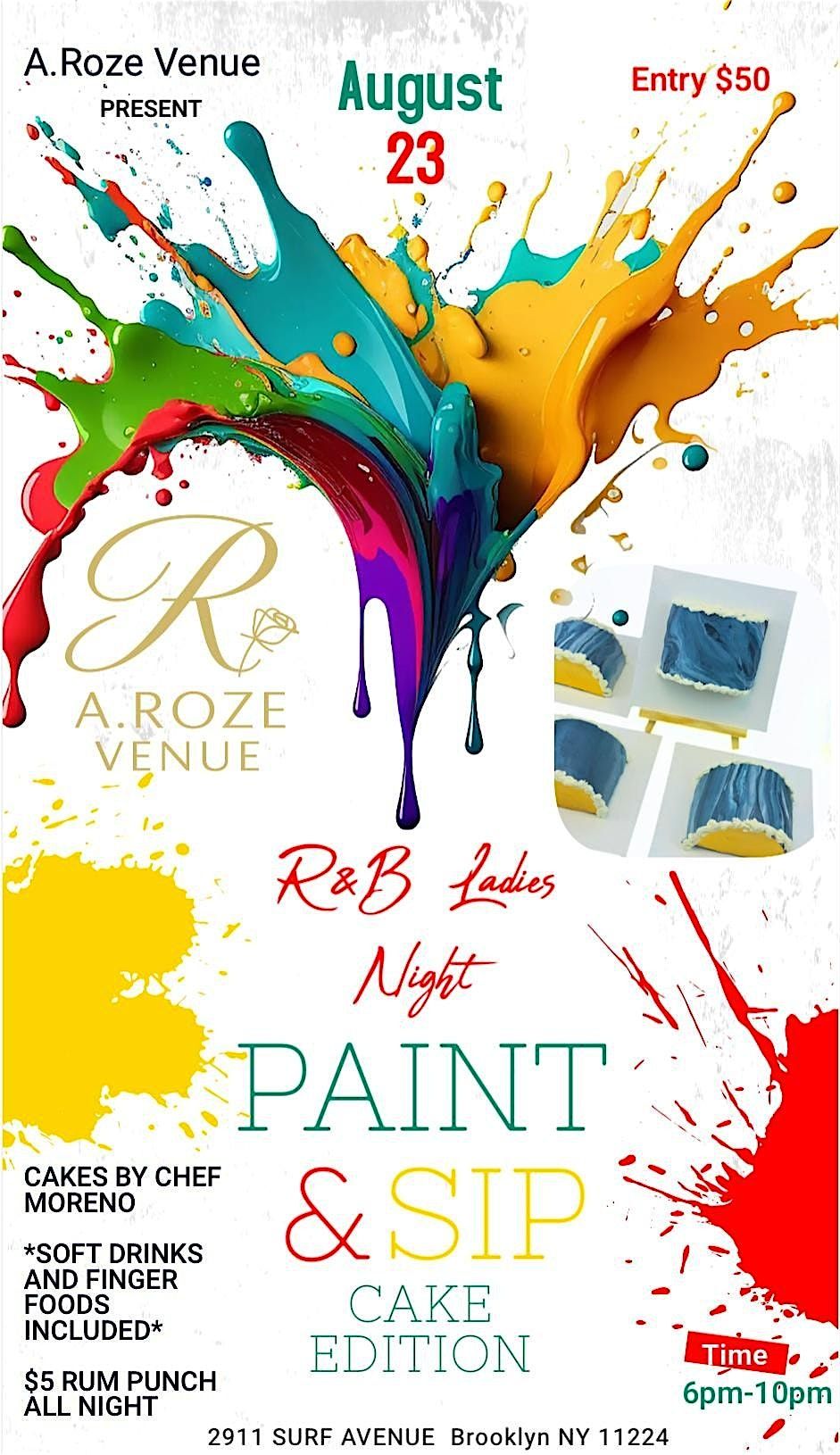 A.Roze Venue Presents:R&B Ladies Night Paint and Sip (Cake Edition), 23 August | Event in Brooklyn | AllEvents