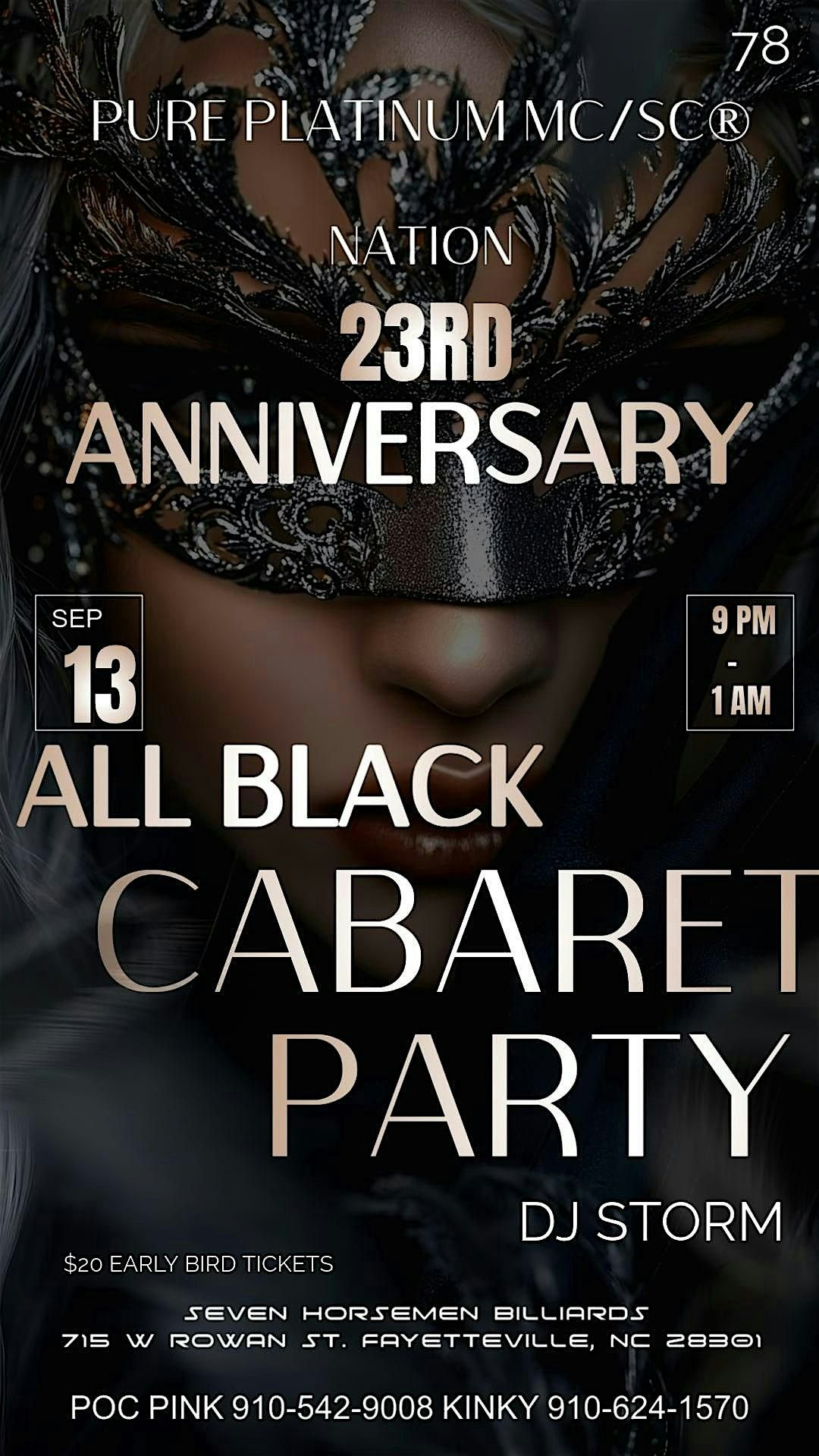 Pure Platinum 23rd Anniversary ` All Black Cabaret Party, 13 September | Event in Fayetteville | AllEvents