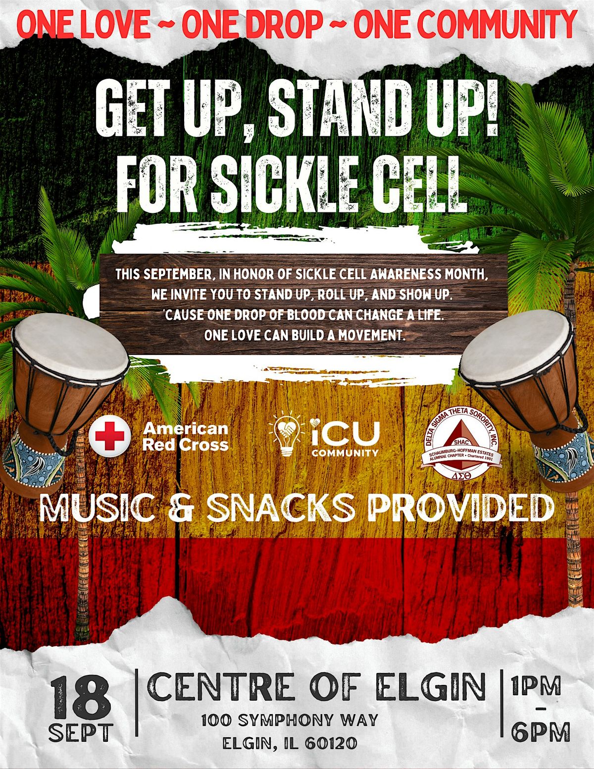 Blood Drive:  Get Up Stand Up for Sickle Cell, 18 September | Event in Elgin | AllEvents