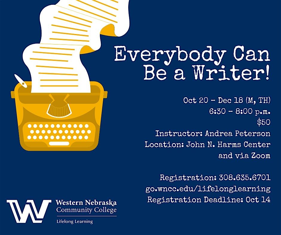 Everybody Can Be a Writer!, 20 October | Event in Scottsbluff | AllEvents