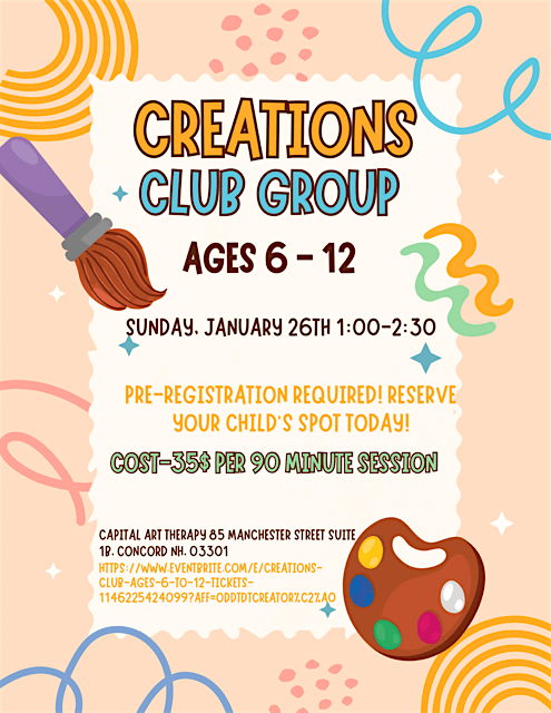 Creations Club Ages 6 to 12 Meets 3 times: 10/6, 10/13, and 10/20, 6 October | Event in Concord | AllEvents