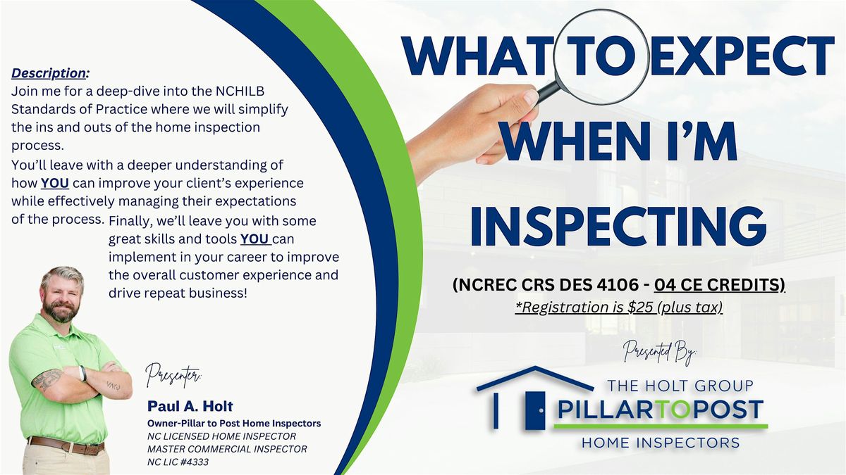 What to Expect When I'm Inspecting - (NCREC CRS DES: 4106), 10 June | Event in Southern Pines | AllEvents