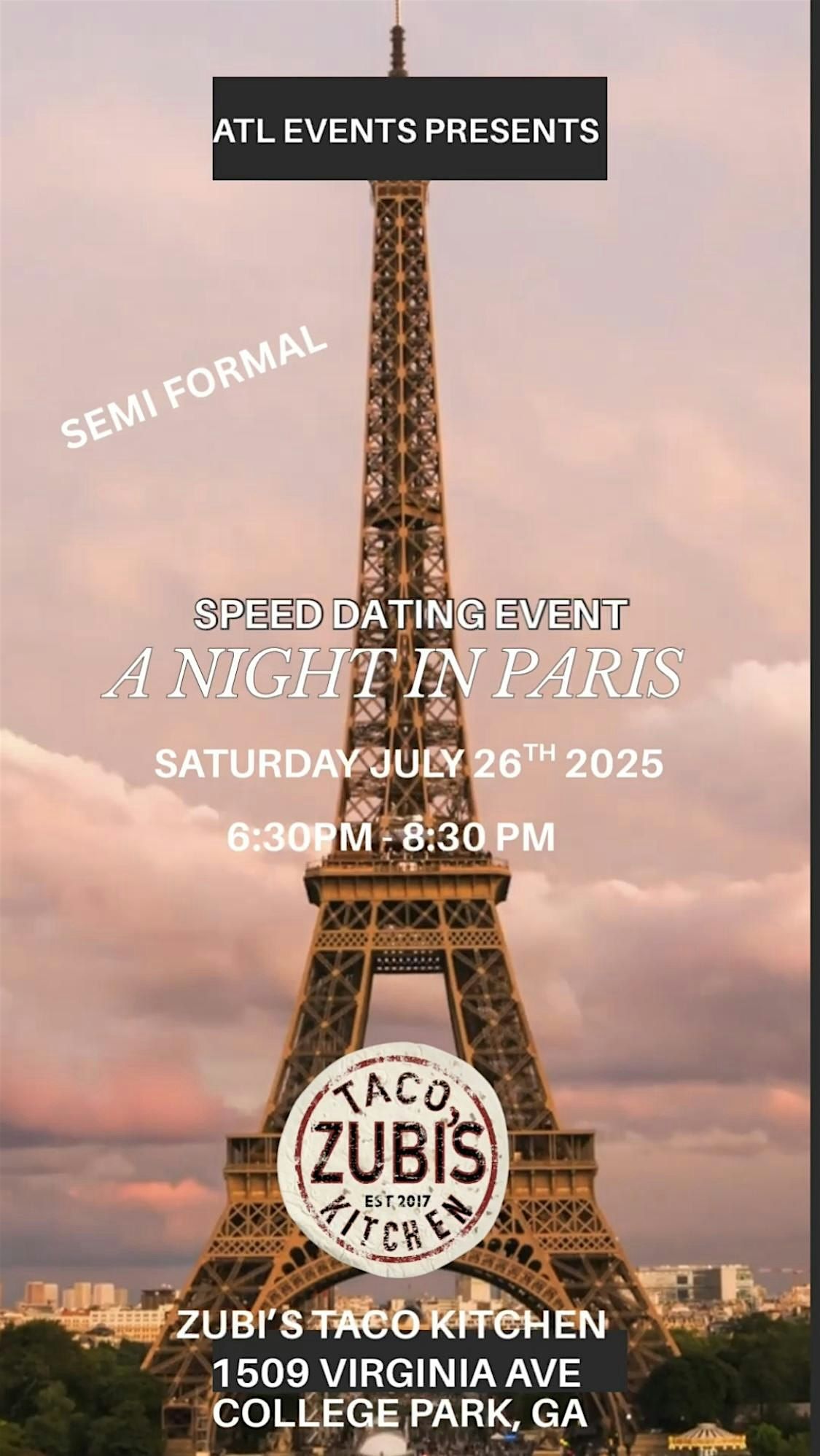 A NIGHT IN PARIS: SPEED DATING EVENT, 16 August | Event in College Park | AllEvents