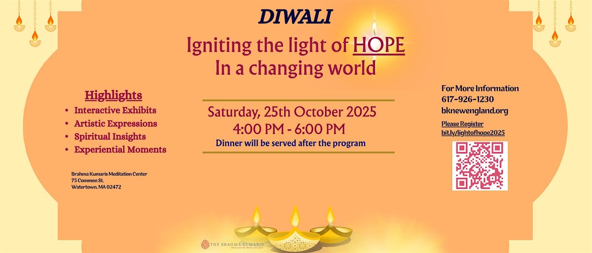Igniting the light of HOPE In a changing world, 25 October | Event in Watertown | AllEvents