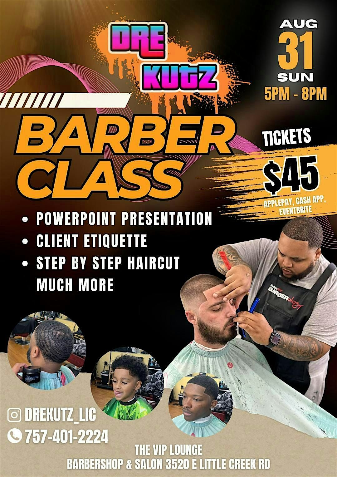 DRE KUTZ LLC INTRO TO BARBER CLASS, 31 August | Event in Norfolk | AllEvents