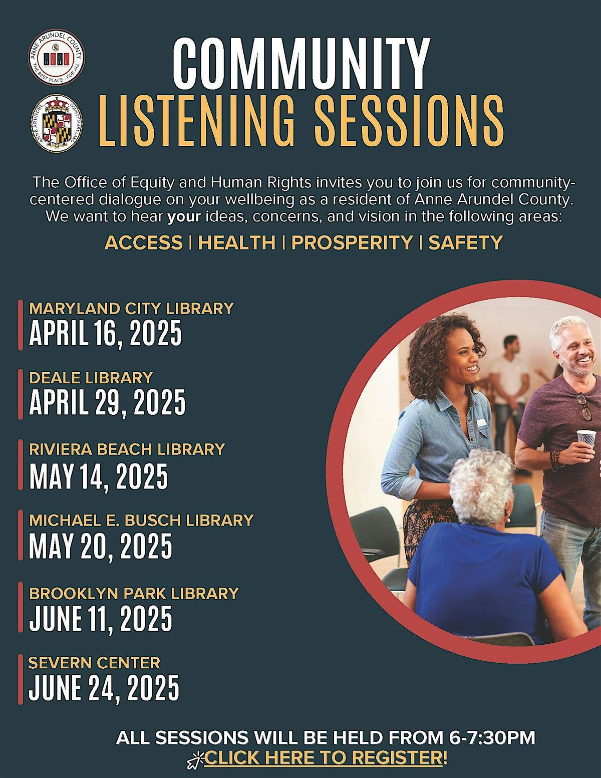 Community Safety & Wellbeing Listening Sessions - Michael E. Busch Library, 20 May | Event in Annapolis