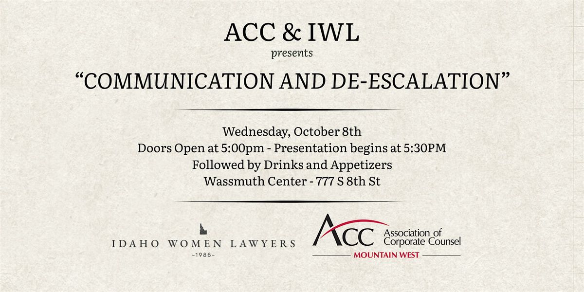 Communication and De-escalation, 8 October | Event in Boise | AllEvents