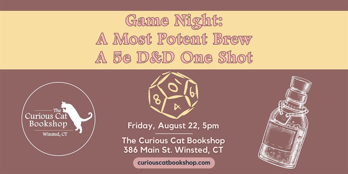 Game Night - A Most Potent Brew, 22 August | Event in Winsted | AllEvents