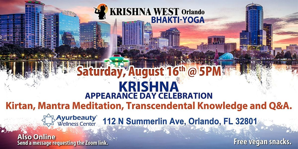 KRISHNA! Appearance Day Celebration, 16 August | Event in Orlando | AllEvents