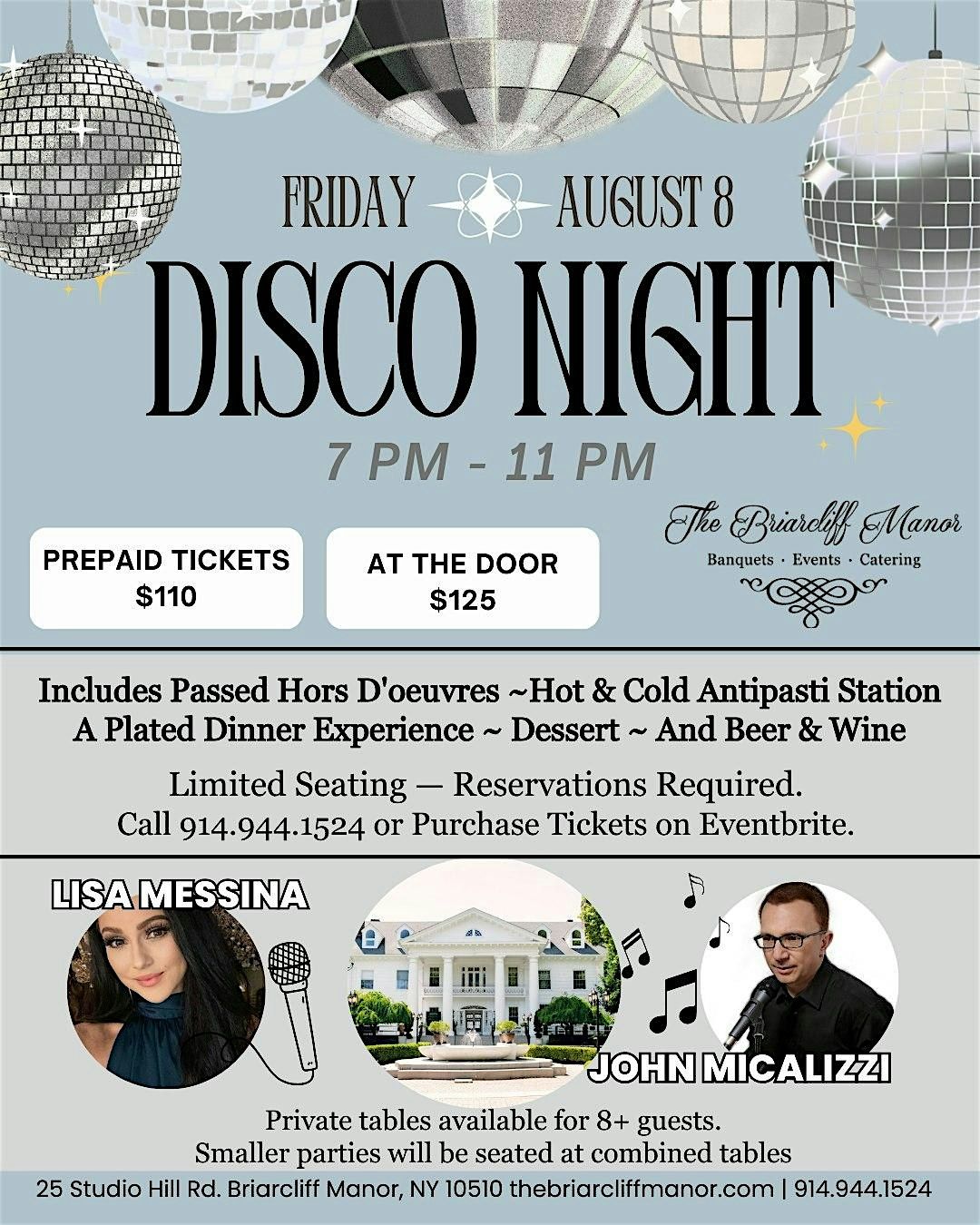 Disco Night with An Italian Twist Featuring Lisa Messina and John Micalizzi, 8 August | Event in Briarcliff Manor