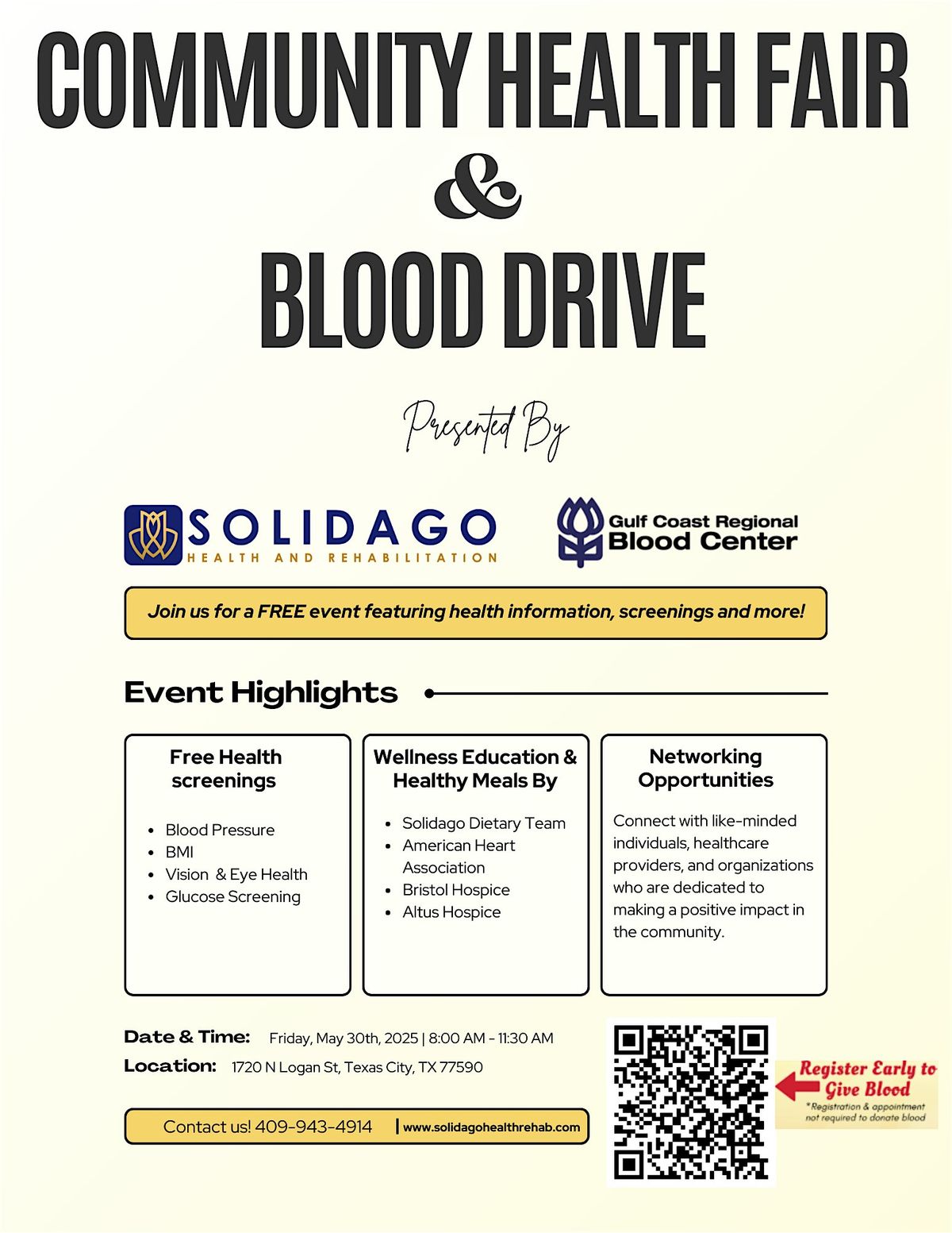 COMMUNITY HEALTH FAIR & BLOOD DRIVE, 30 May | Event in Texas City | AllEvents
