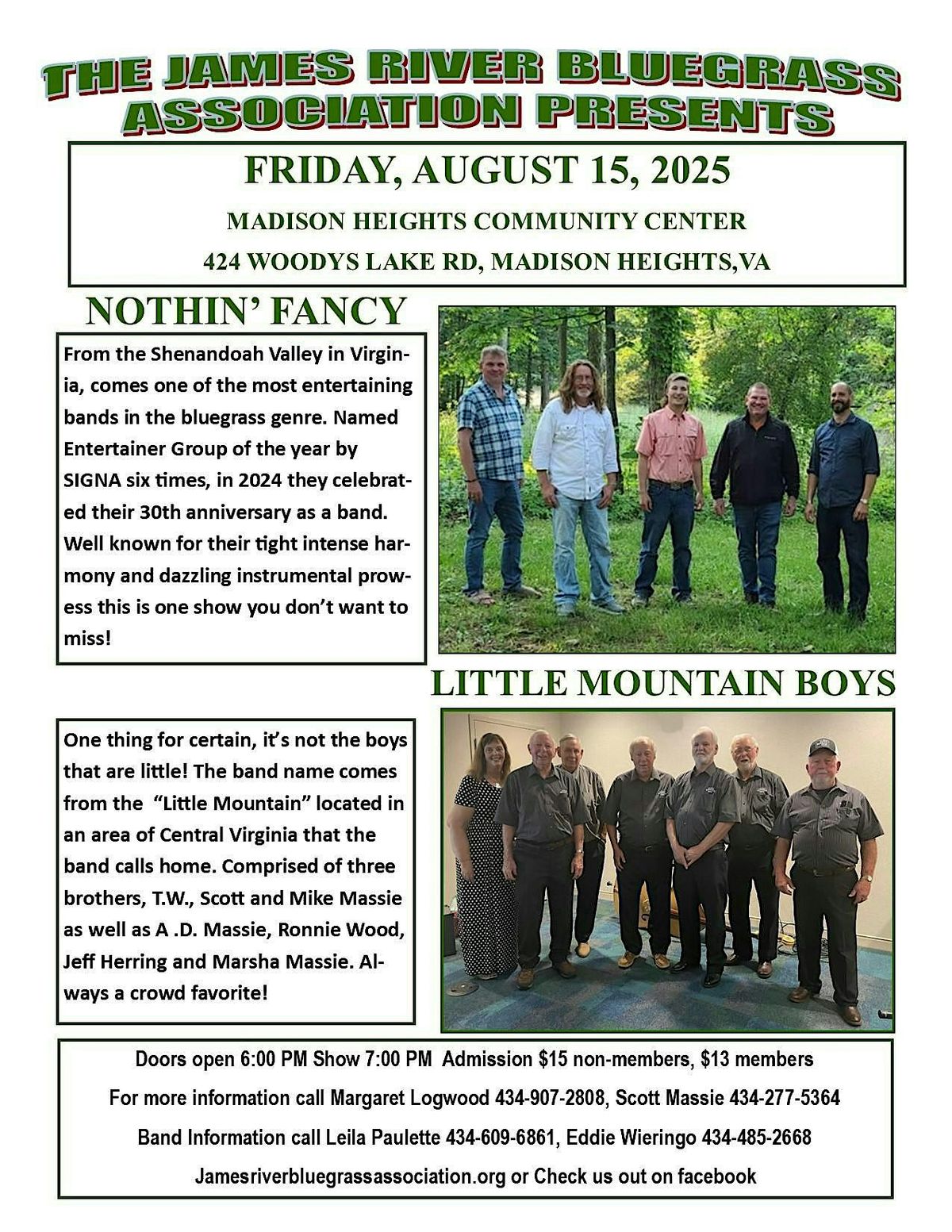 Bluegrass Concert: Little Mountain Boys & Nothin’ Fancy, 15 August | Event in Madison Heights | AllEvents