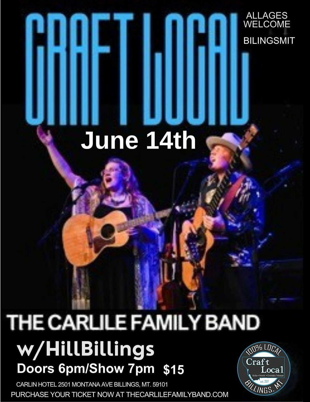 The Carlile Family Band w/HillBillings, 14 June | Event in Billings | AllEvents