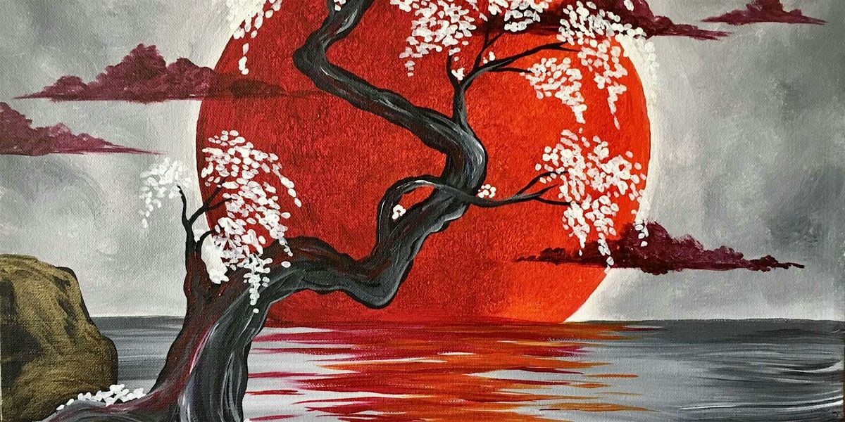 Japanese Crimson Moon - Paint and Sip by Classpop!™, 23 May | Event in San Bruno | AllEvents