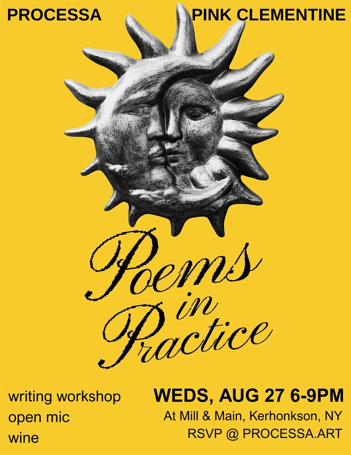 poems in practice ~ Processa x Pink Clementine, 27 August | Event in Kerhonkson | AllEvents