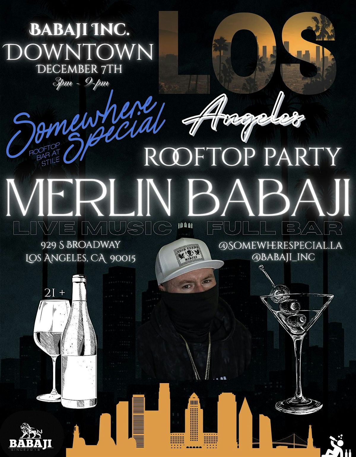MERLIN BABAJI at Somewhere Special (Rooftop Bar at STILE), 7 December | Event in Los Angeles | AllEvents