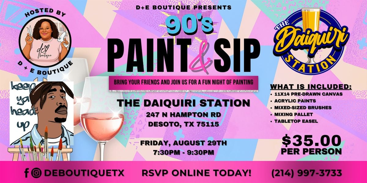 90'S PAINT & SIP, 29 August | Event in DeSoto | AllEvents