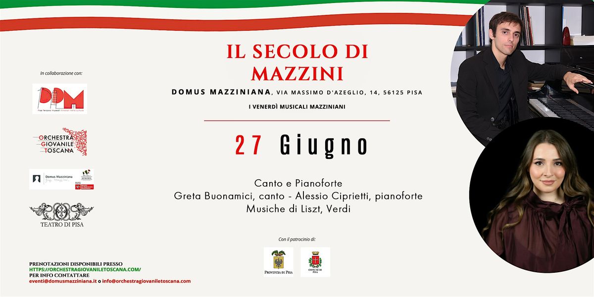 Canto e Pianoforte - Il secolo di Mazzini, 27 June | Event in Pisa | AllEvents